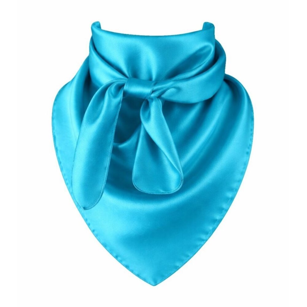 Turquoise Blue Wild Rag Scarf 35x35 Satin Western Cowgirl Cowboy Bandana